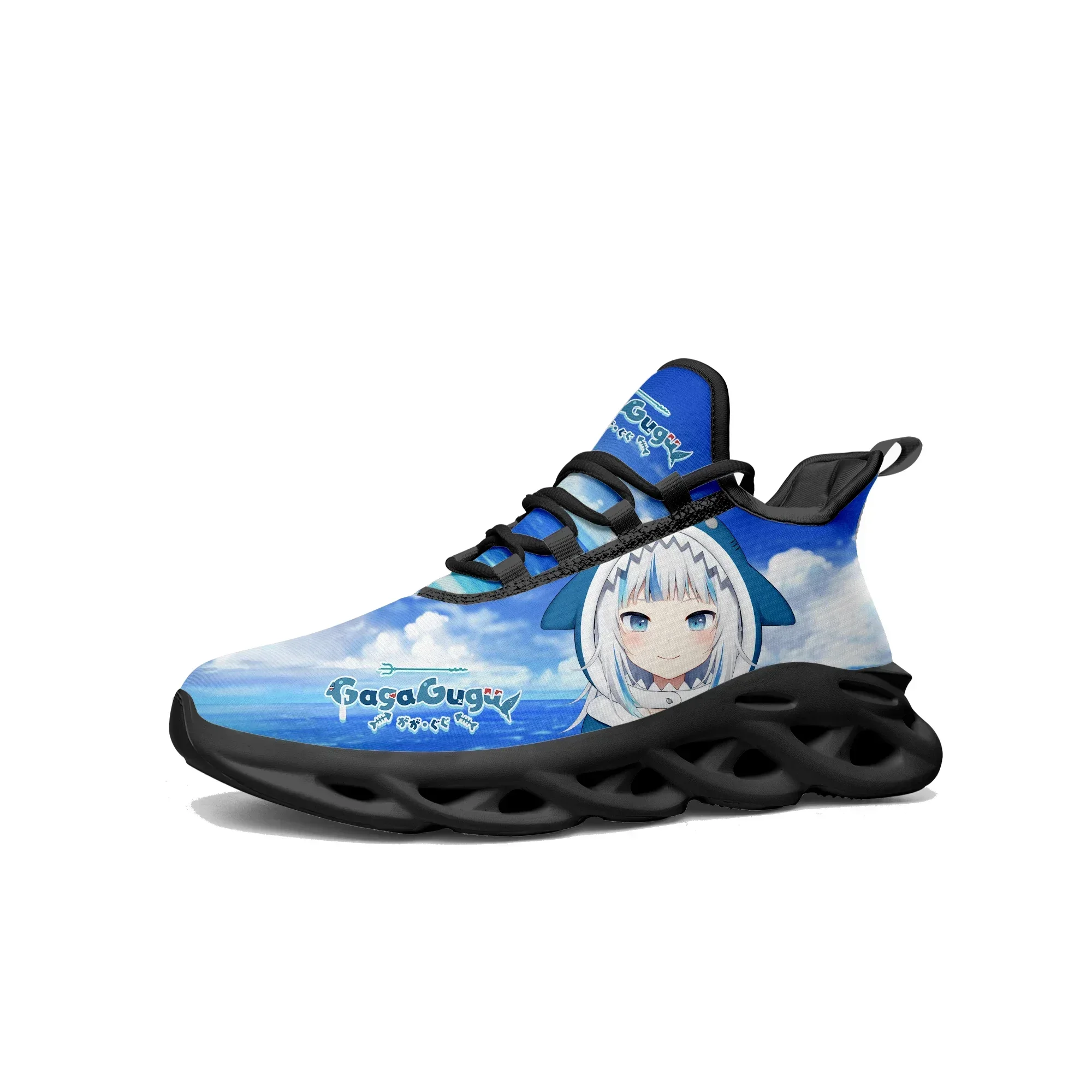 

Кроссовки Gauru Gura Flats для мужчин, женщин и подростков, спортивная обувь для бега, высококачественная обувь с милым аниме-дизайном, на шнуровке, из сетчатого материала.