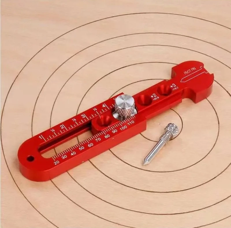 Aluminum Circle Marking Gauge Adjustable Alloy Woodworking Compass Inch Caliber Metal Drawing Accessory for Carpentry Layout