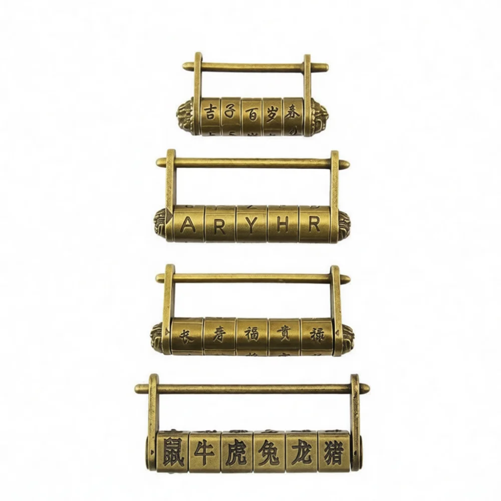 Chinese Ancient Style Cipher Padlock Zinc Alloy Portable Combination Lock For Diary Book Jewelry Case Security