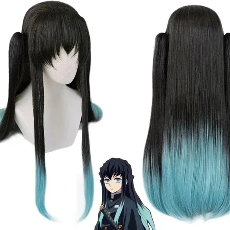 Peluca de Cosplay de Anime Tokitou Muichirou, peluca de Muichiro Tokito, pelucas de pelo sintético resistentes al calor, peluca