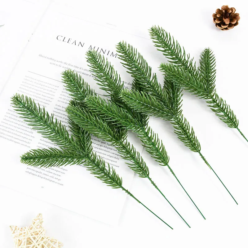 5pcs Artificial Pine Needles Branches Simulated Plant Living Room Flower Arrangement Home Decor Christmas Tree Decor Accessories
