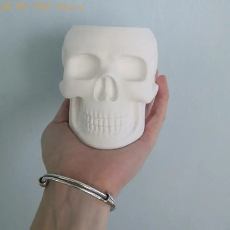 Crystal Epoxy Skull Flower Pot Silicone Mold, Plaster Concrete Cement Resin Vase Mould for for DIY Resin Polymer Clays 55KA