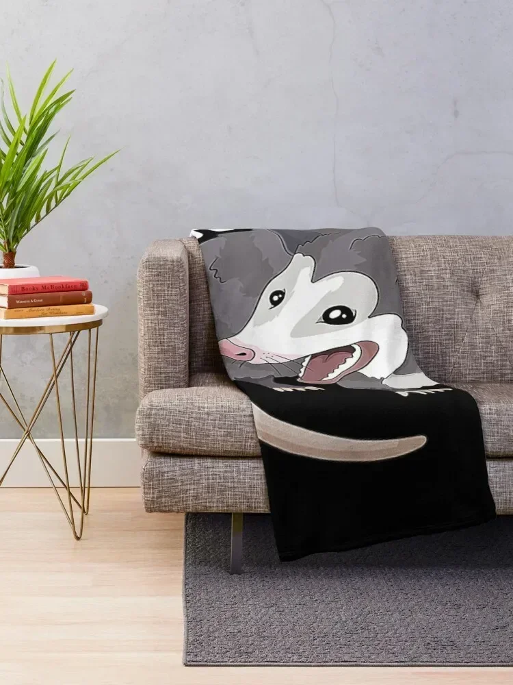 AAAAAA Screaming Opossum Stressed Possum Funny Dank Meme Throw Blanket Bed christmas decoration warm for winter Blankets