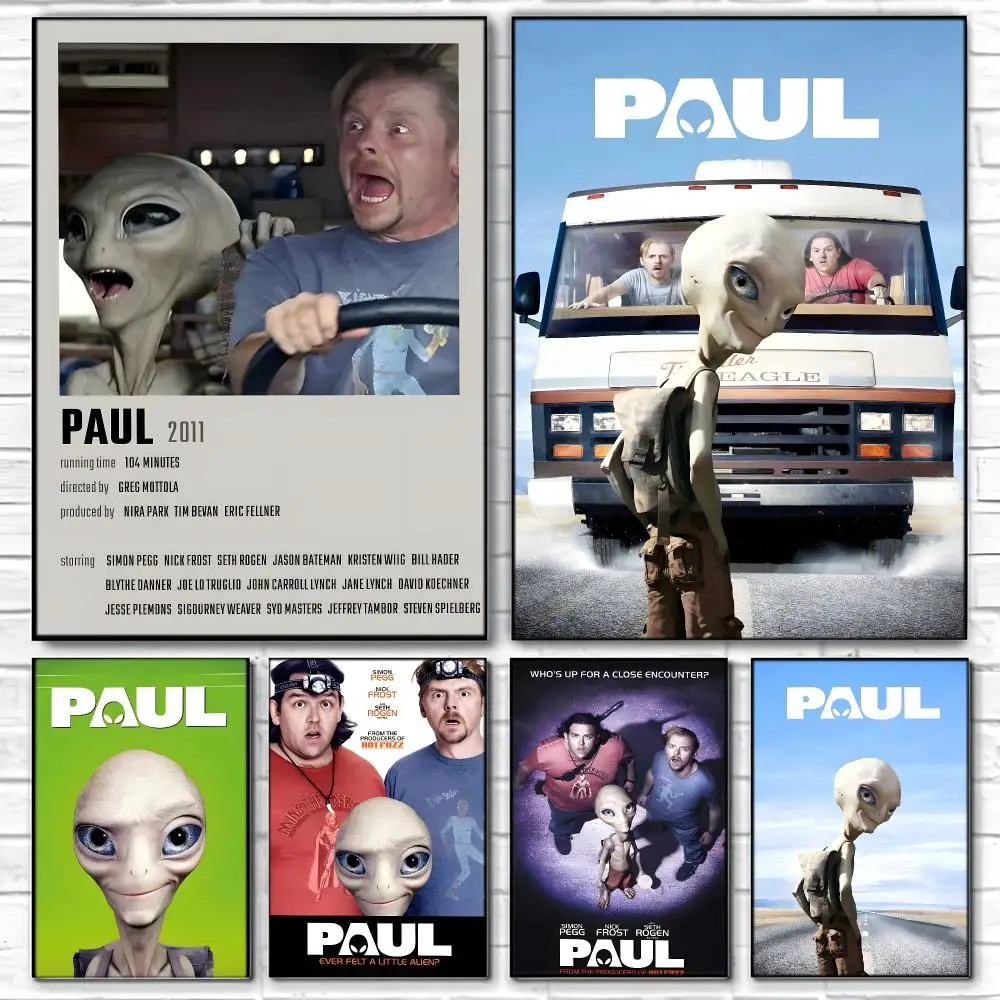 Alien Comedy Movie P-Paul Poster  High-definition Art Sticker Self Adhesive Waterproof Home Decoration