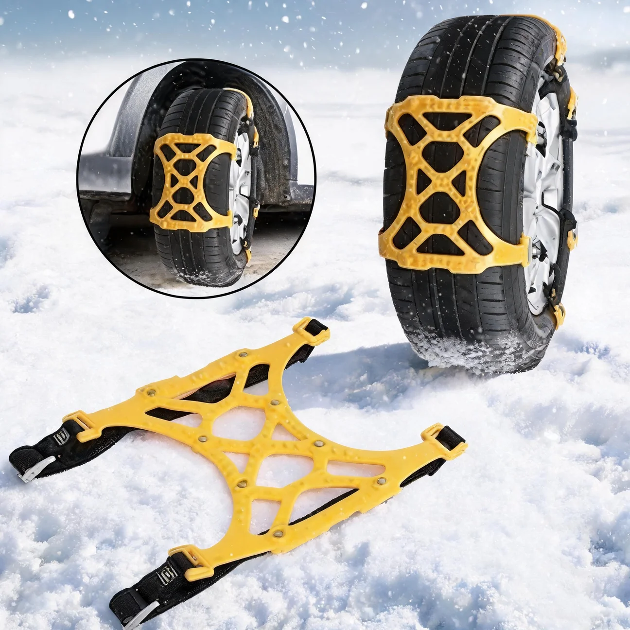 Car Tire Chains Tyre Wheel Chains Universal with Steel Nails Auto Fasteners Anti-skid Snow Winter Roadway Safety TPU Accessories