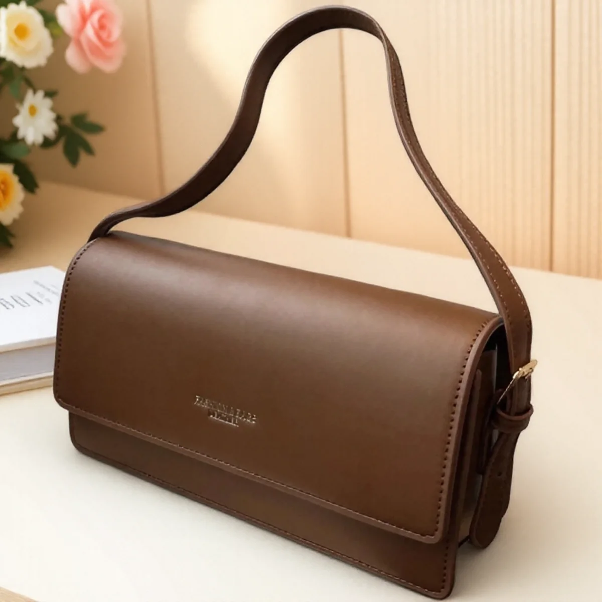 

Long Shoulder Bag Stylish Simple PU Leather Design Versatile Spacious For Phone Wallet Cosmetics Daily Commute Party Date