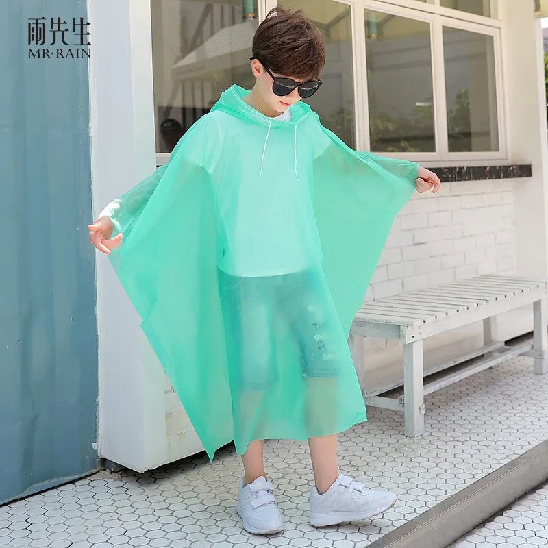 Kid Raincoat Hooded Children Baby Kids Rainwear Waterproof Drawstring Solid Color Clear Overclothes