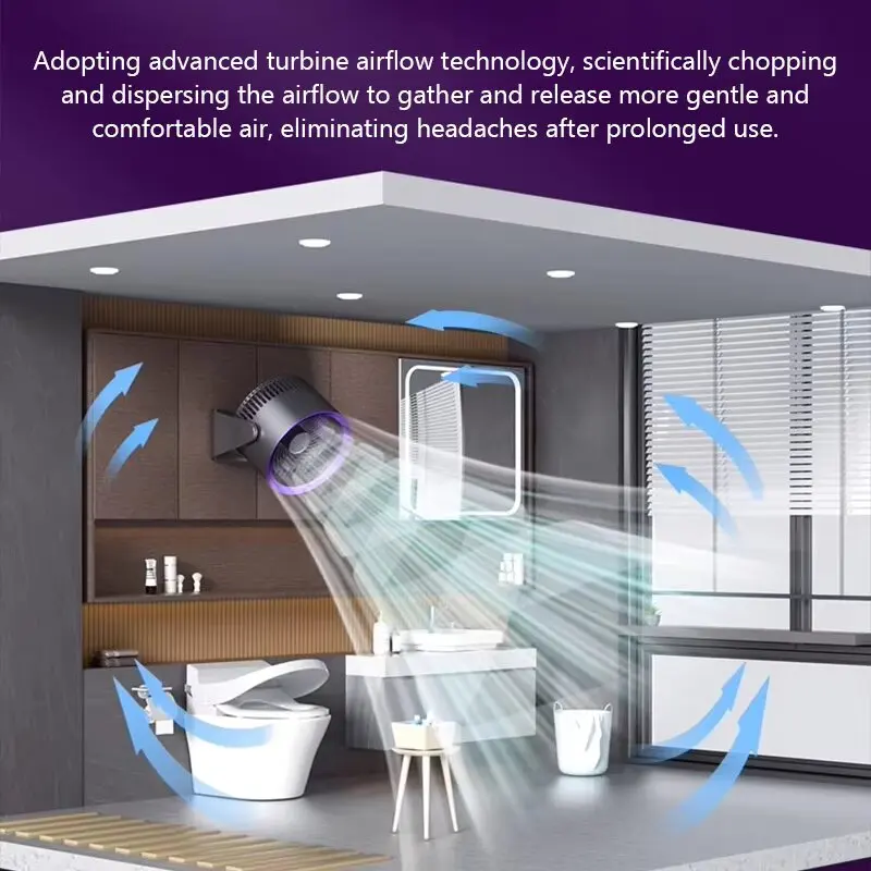 مروحة كهربائية لاسلكية 4000mah لاسلكية محمولة لتدوير الهواء مروحة تبريد سطح المكتب جدار السقف مبرد الهواء تهوية هادئة #2
