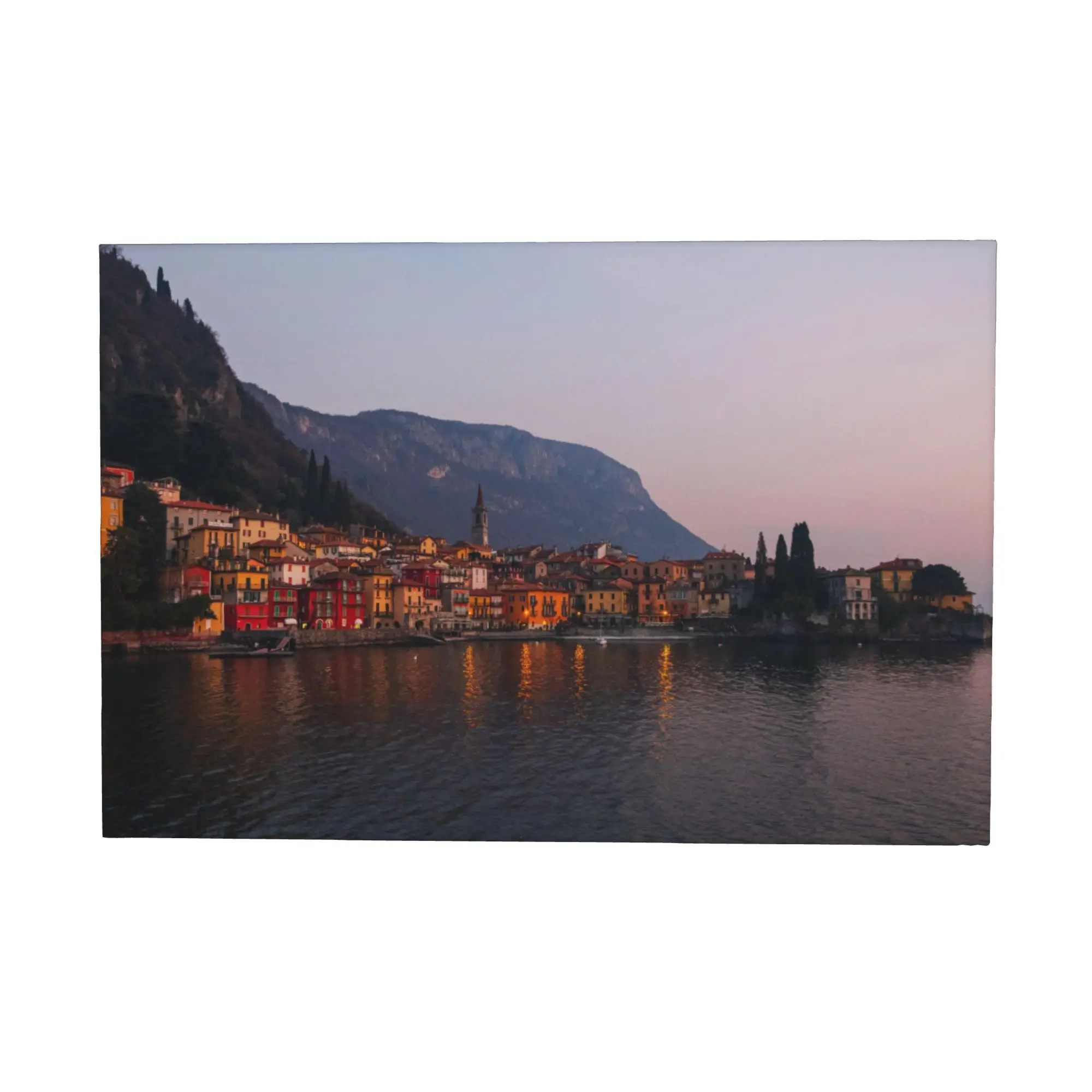 البحر الأبيض المتوسط نمط إيطاليا بحيرة كومو المناظر الطبيعية الخلابة المشهد ليكسايد العائمة مؤطرة قماش ملصق جدار ديكور #1