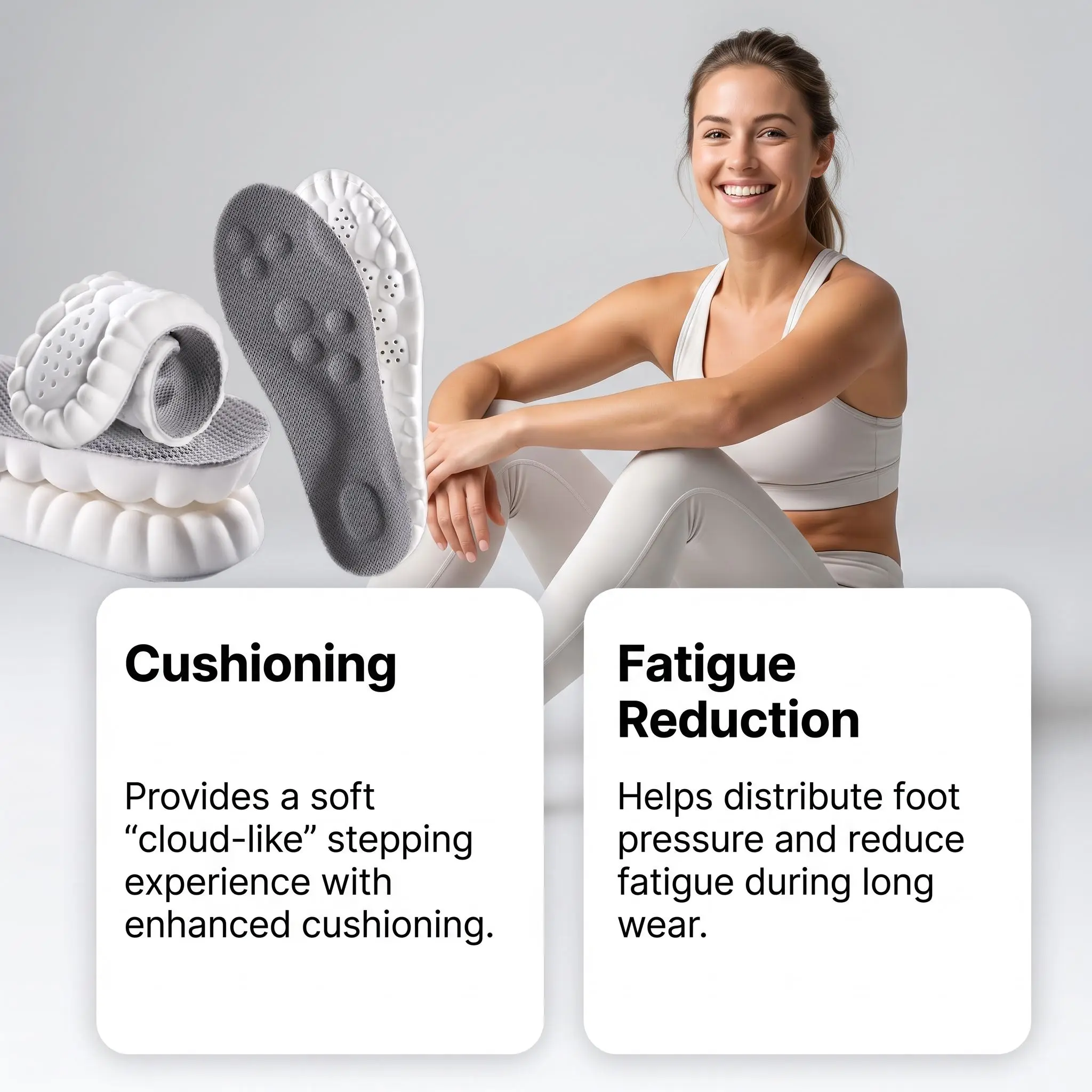 Cloud Bubble Shock Absorbing Shoe Insoles, Breathable Soft Sports Insoles, Comfort Foot Cushion Inserts for Outdoor & Casual Shoes