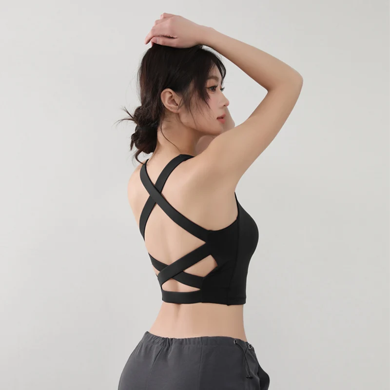 Women Front Zipper Naked Sense Yoga Beautiful Back Bra Sports Gathering Anti-shock Running Quick-drying Fitness Vest Underwear