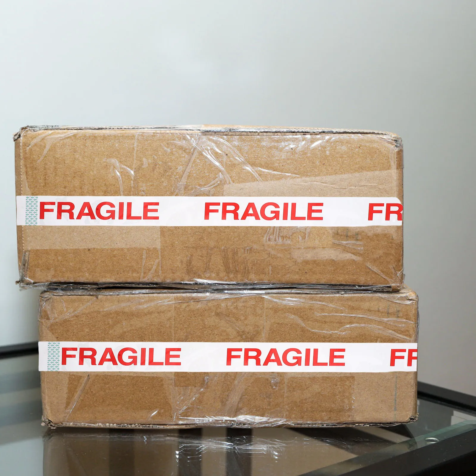 

2 Rolls Fragile Tape Stickers Marking for Shipping Adhesive Cute Packing - Handle with Care Bopp Film Labels Checker