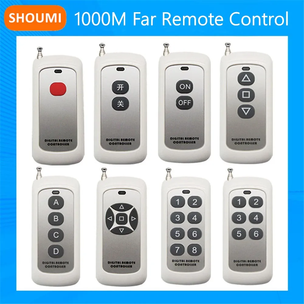 Shoumi 433M Learn Type Remote Controller 1000 Meter 1~8 Button Learn Code Garage Gate Door Opener Remote Control 12V27A Battery