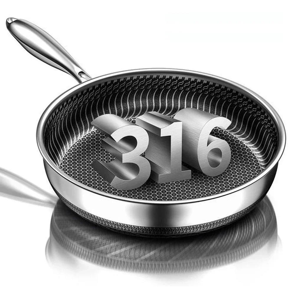 

Frying Pan 316 Stainless Steel Wok Pan Double-sided Honeycomb Skillet