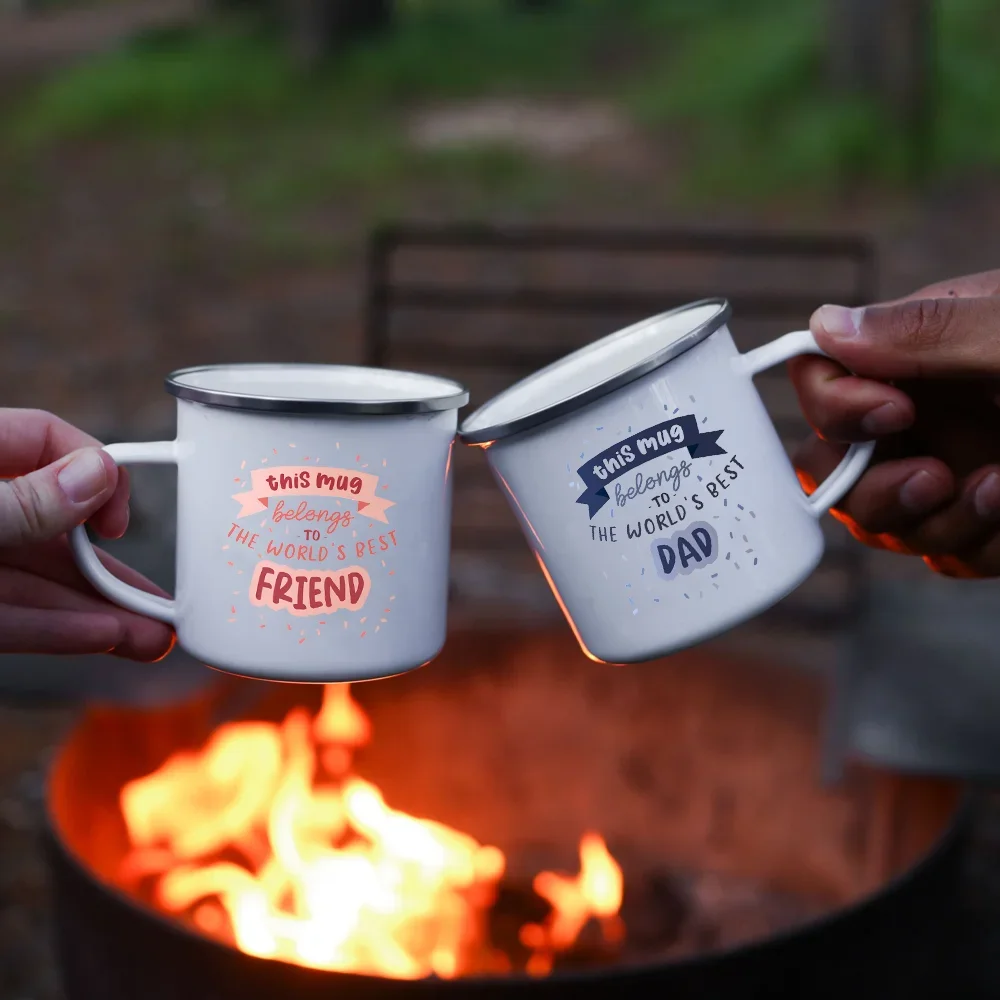 Family Member Enamel Cup Campfire Party  Beer Juice Cup Gifts for Camper Beautiful Premium Quality Gift Juice Coffee Cups