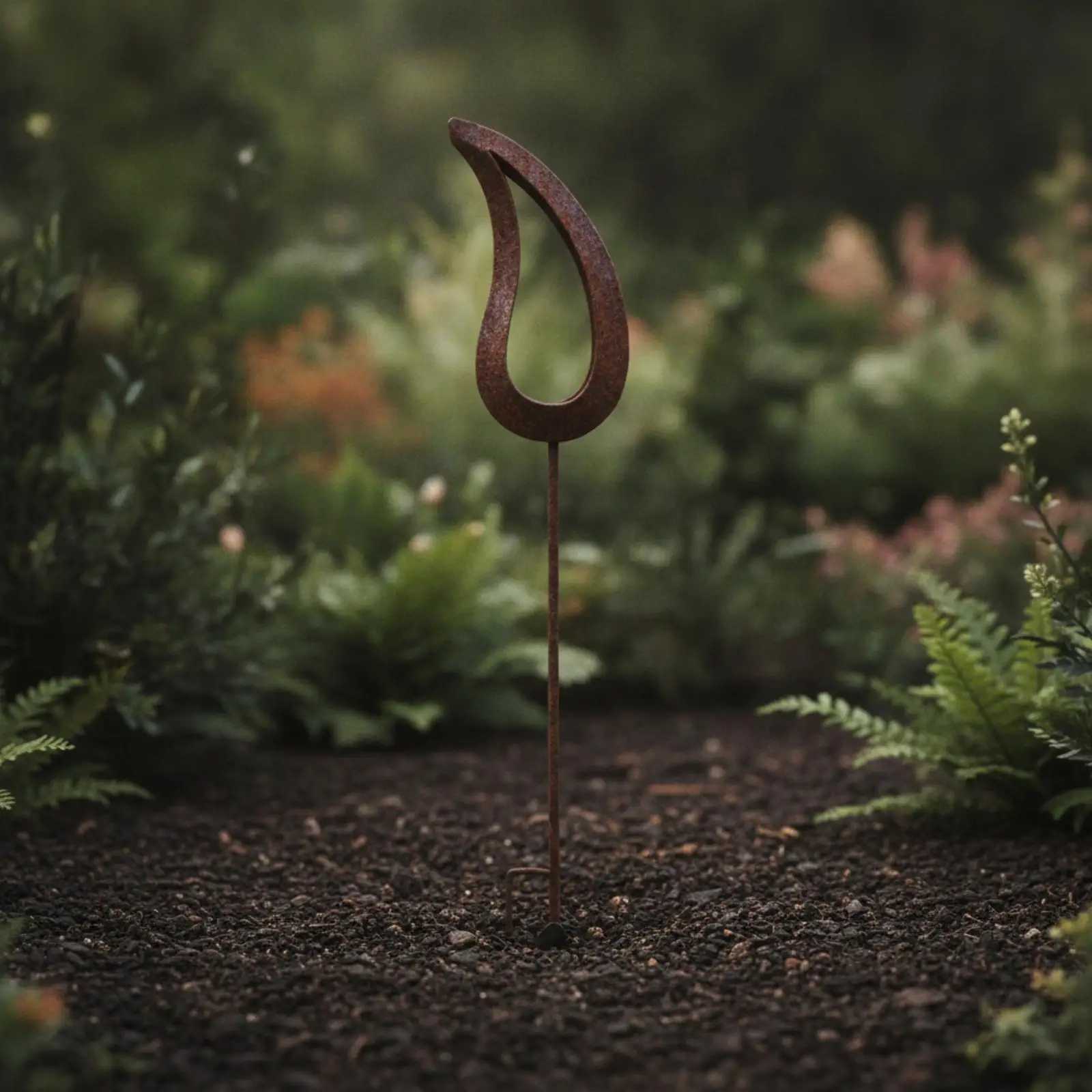 Rustic Iron Candle Holder Outdoor Garden Stake with Flame Cutout Design for Patio Pathway Decoration