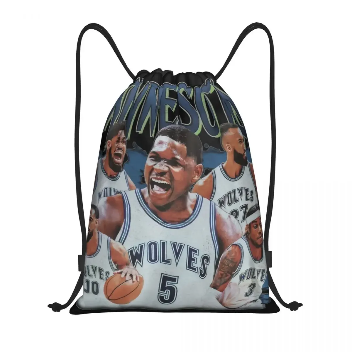 Retro Anthony Edwards Bootleg 90s Drawstring Backpack Sports Gym Sackpack Basketball Ant-Man String Bag for Exercise