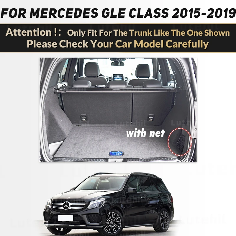 Lutehil Car Trunk Mat For Mercedes Benz GLE Class W166 GLE 350 450 580 2015 2016 2017 2018 2019 Wearing-Resistant PU Lether