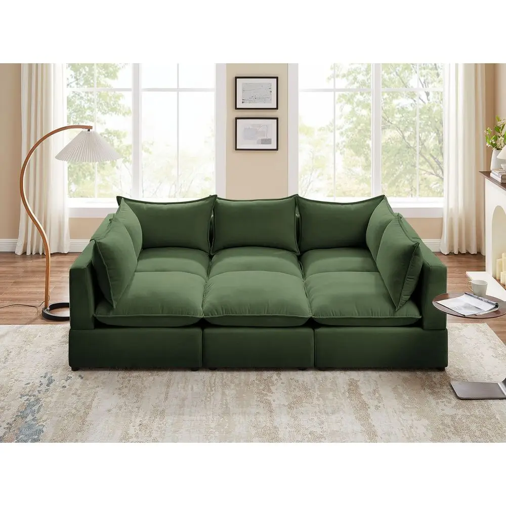 

Modular Sectional Sofa, Deep Seat Cloud Couch, Ultra Comfortable Cushions, Soft Upholstery, Removable Cover, 6 Seater for Livin
