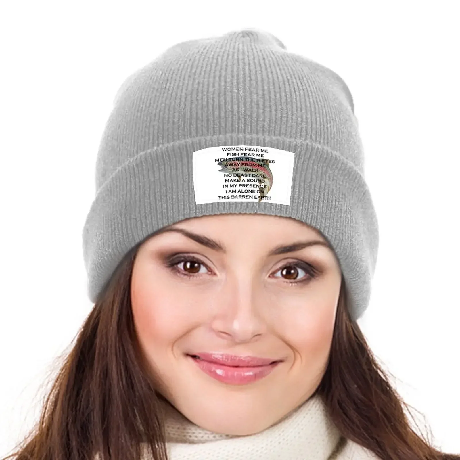Women fear me Fish fear me Knitted Hat Big Size Hat derby hat Golf Wear Girl'S Hats Men's image 4