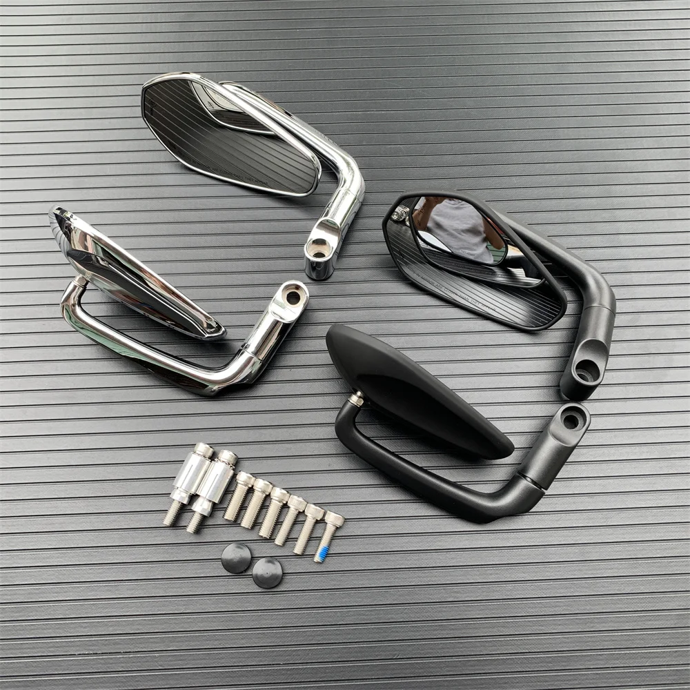 Motorcycle Black Chrome L-bar Retro Oval Rearview Side Mirror E9 Mark For GN/ CG Cafe Racer Custom