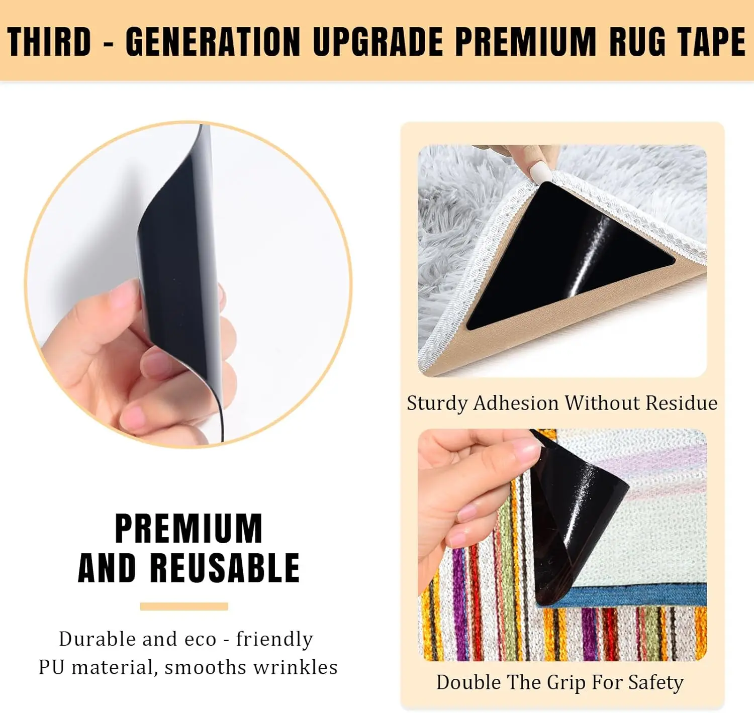 Anti slip carpet fixing sticker, suitable for strong carpet tape on carpets, door mats, hardwood, and laminate flooring