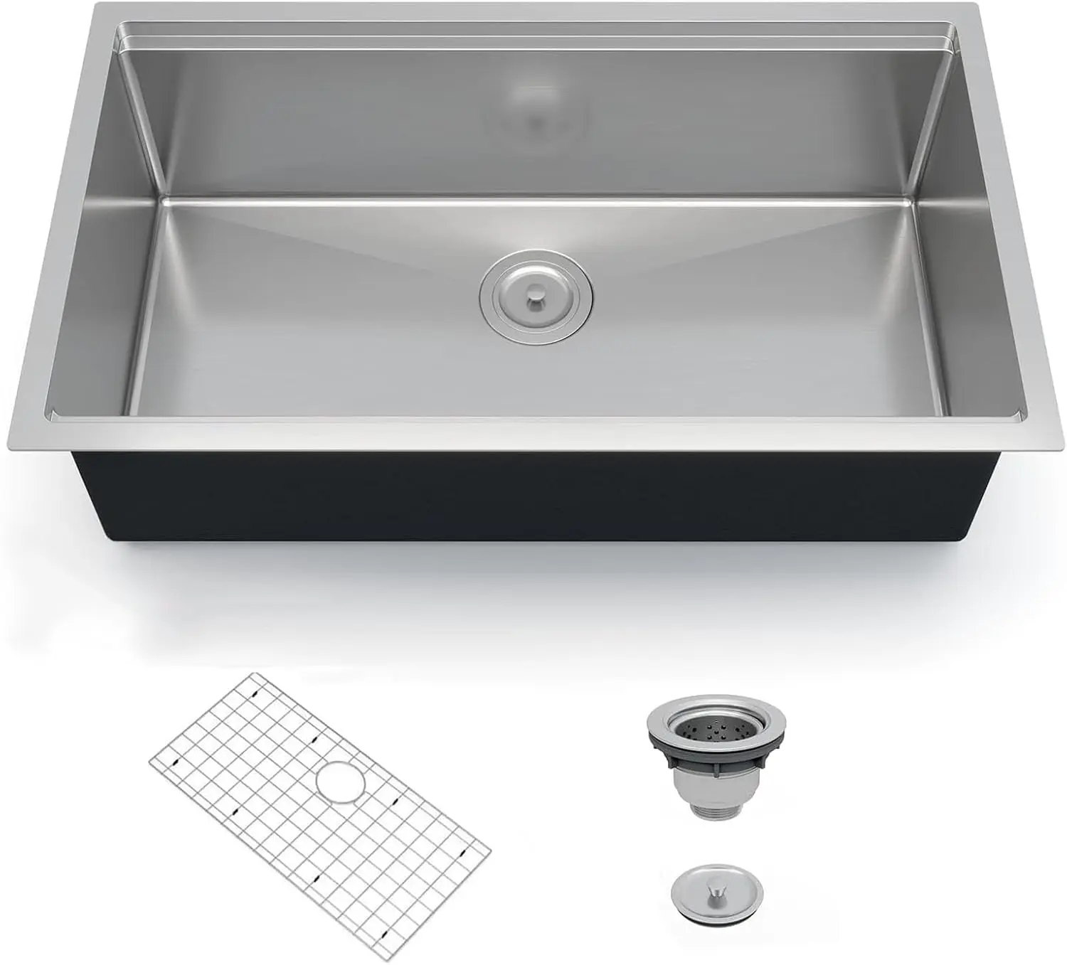 Tacleekii 36inch Stainless Steel Drop In Kitchen Sink Single Bowl Soundproofing, Bottom Grid & Drain Kit