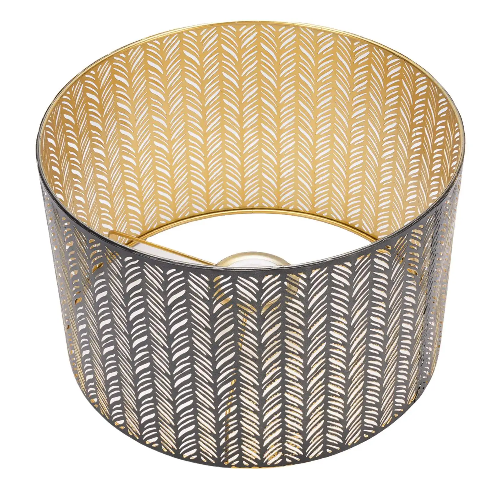 Metal Lampshade E14 E27 Iron Cylinder Shape Hollow Out Leaf Decorative Lamp Shade for Table Wall Ceiling Lamp Black and Gold