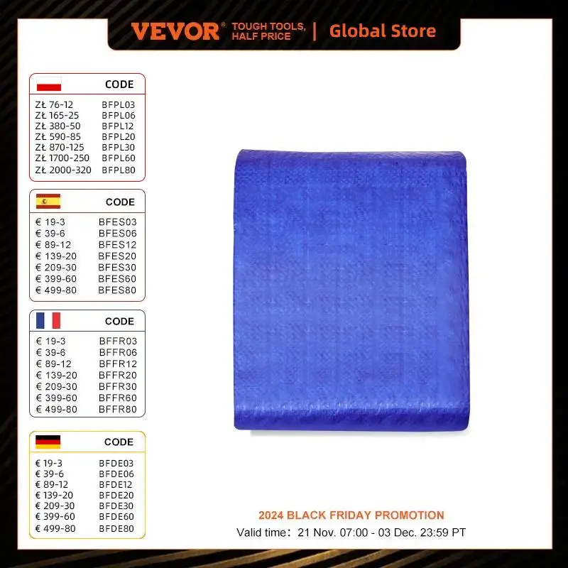 VEVOR Heavy Duty Tarp 16 Mil Thick Waterproof Tear Proof Poly Plastic Tarps Cover Multi-Purpose Outdoor Tarpaulin for Truck