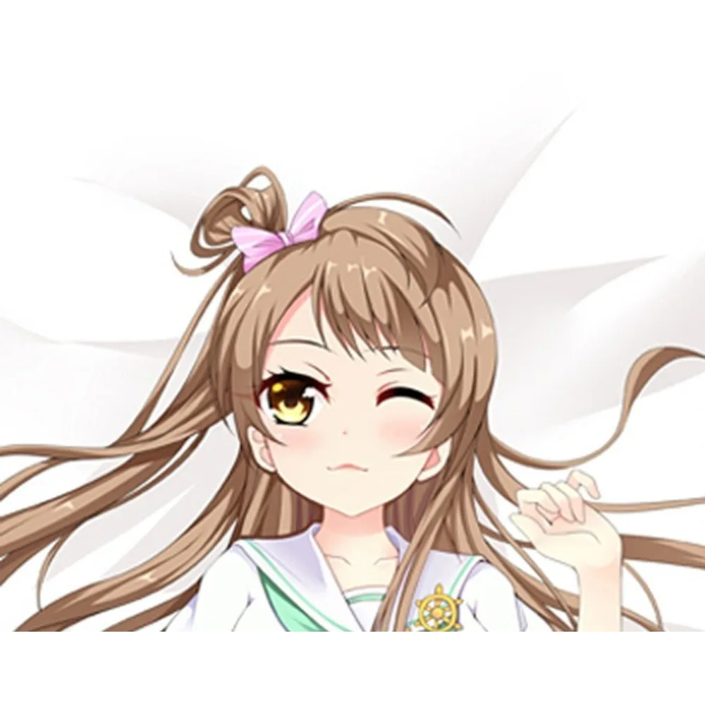 Minami Kotori Brown Long Hair Sailor Hat Anime Dakimakura Cover Double‑Sided Print Body Pillow Case
