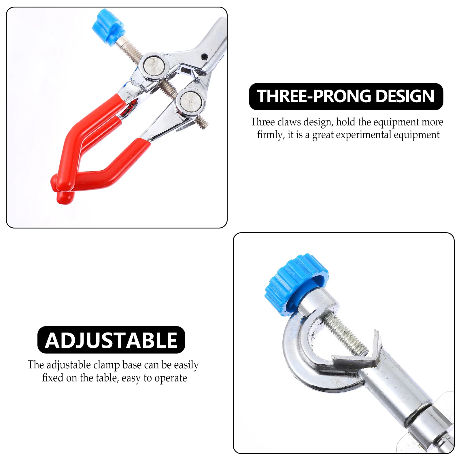 

3 Prong Clamp Adjustable Laboratory Jaw Clip For Test Tube Condenser Holder Retort Stand Lab Equipment Grip Tool