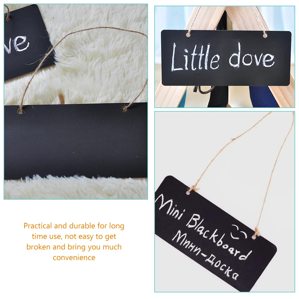 

10 Pcs Hanging Small Blackboard Wooden Chalkboard Sign Memo Message The Menu Signs