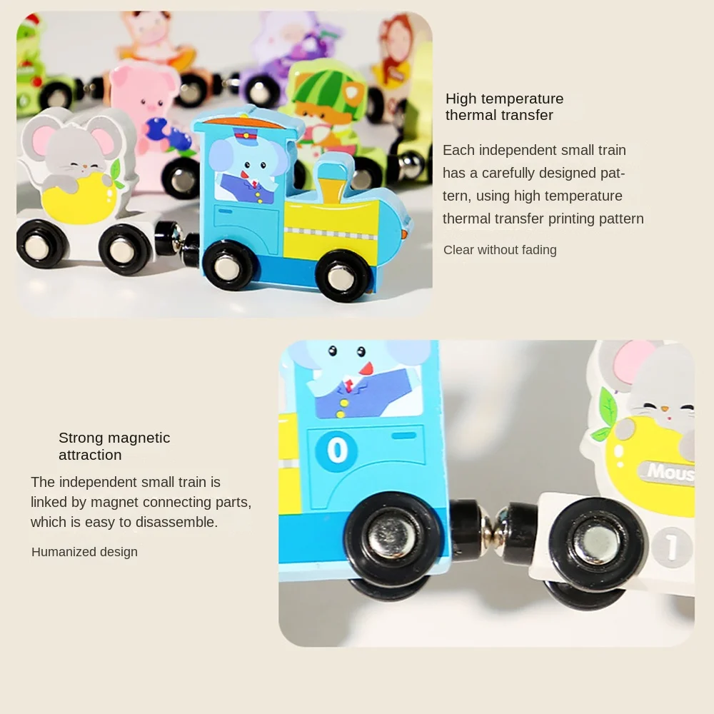 숫자/동물/과일/공룡 자석 나무 기차 수학 연산 연습 교육용 몬테소리 숫자 기차 세트