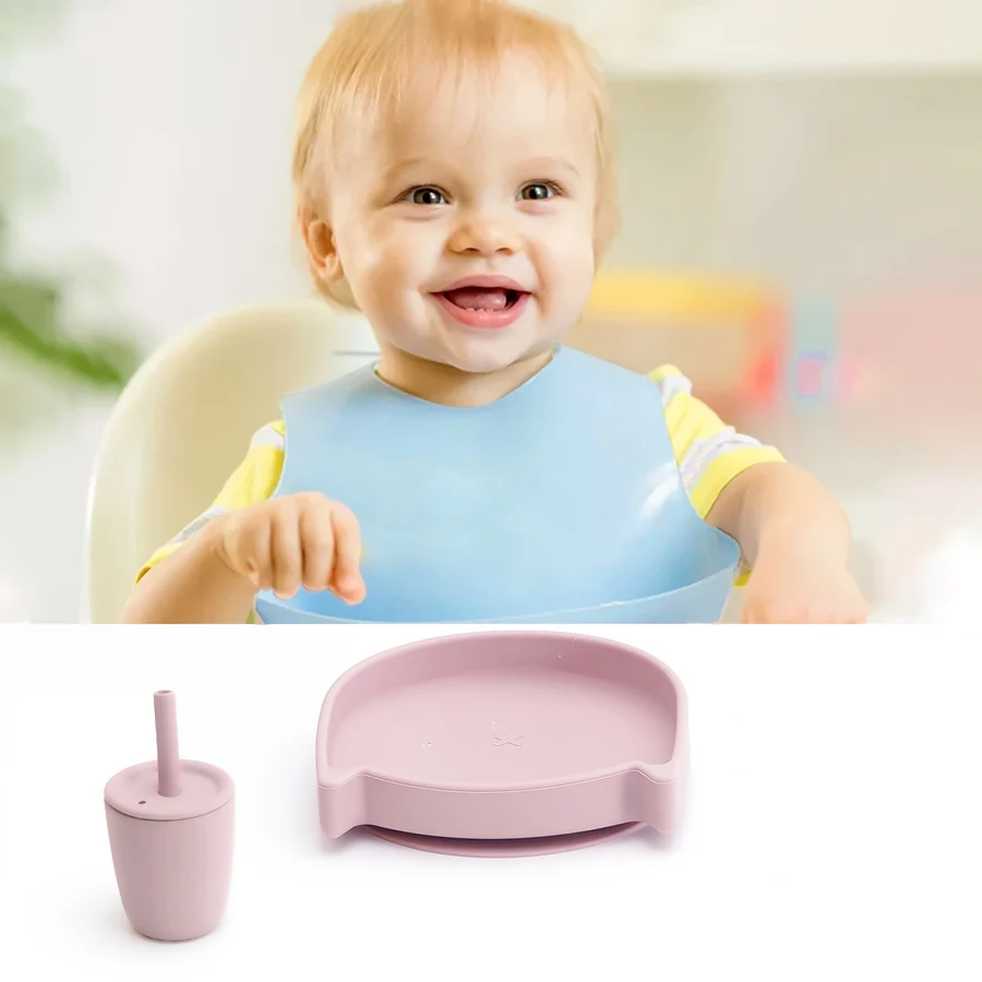 Silicone BPA Free Cartoon Cat Plates para bebê, pratos para mãe e filhos, talheres, acessórios de treinamento, coisas do bebê