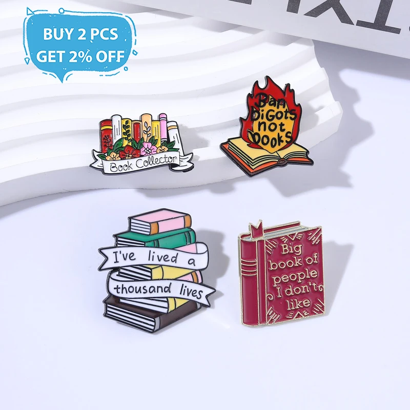 Book Lover Themed Enamel Pins Booktrovert Metal Brooches Fashion Lapel Badge Backpack Clothes Jewelry Gift for Friends