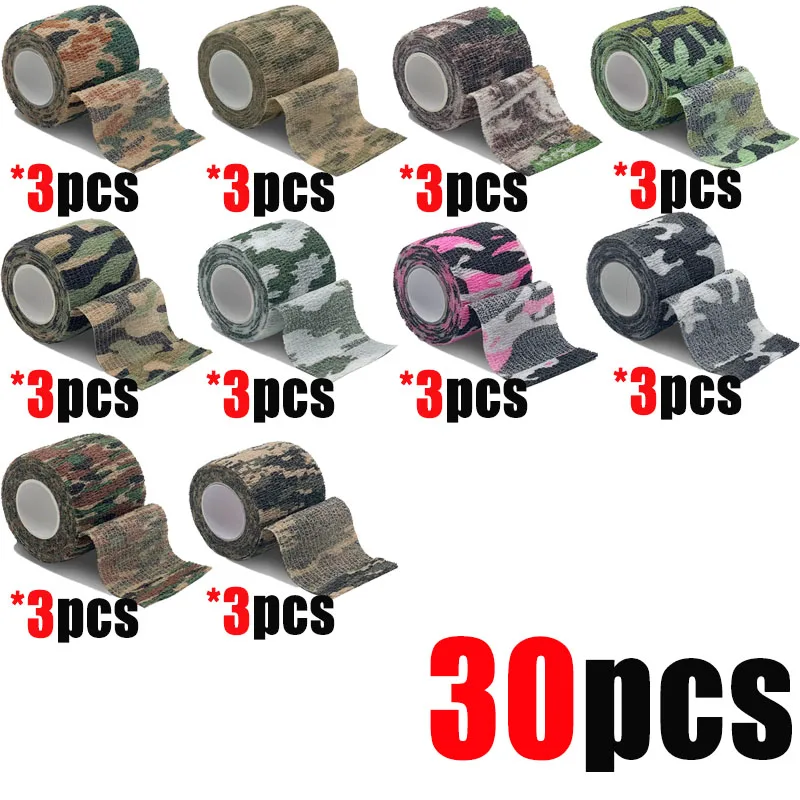 

10-30 шт. 5 см одноразовая самоклеящаяся эластичная камуфляжная лента для тату-машинок, рукояток, трубок, обмотки для локтей, спортивная лента