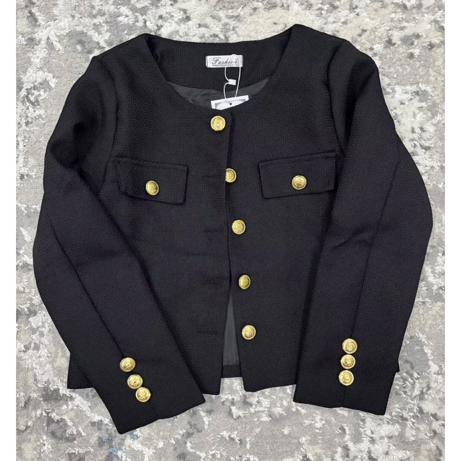 Delicate Female Long Sleeves Rough Flowers Tops Coat Spring Autumn Women Round Neck Outwear Advanced Ladies Short Jacket