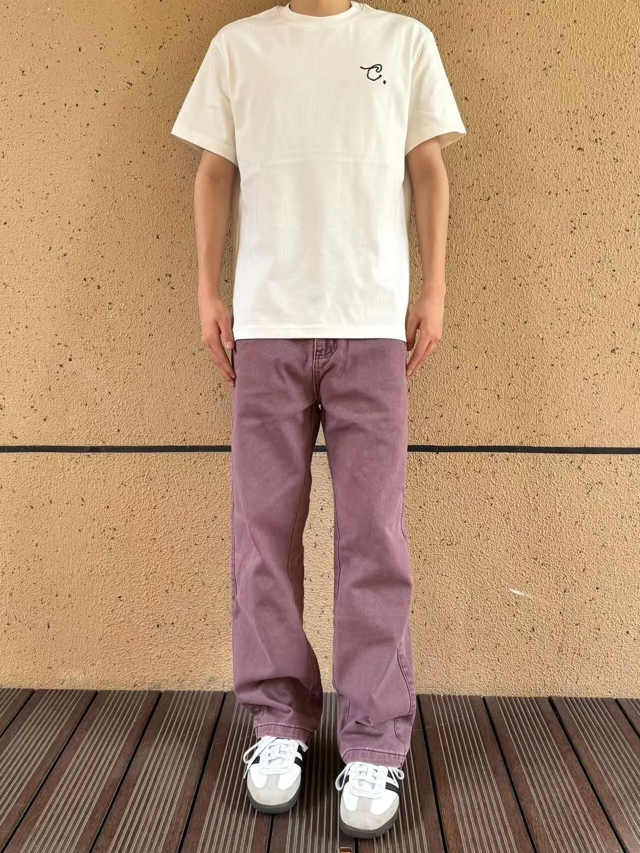 

Мужские джинсы Slim Fit из тонкого денима фиолетового цвета, летние, прямые, повседневные, длинные, с высокой талией, из хлопка, молодежный стиль