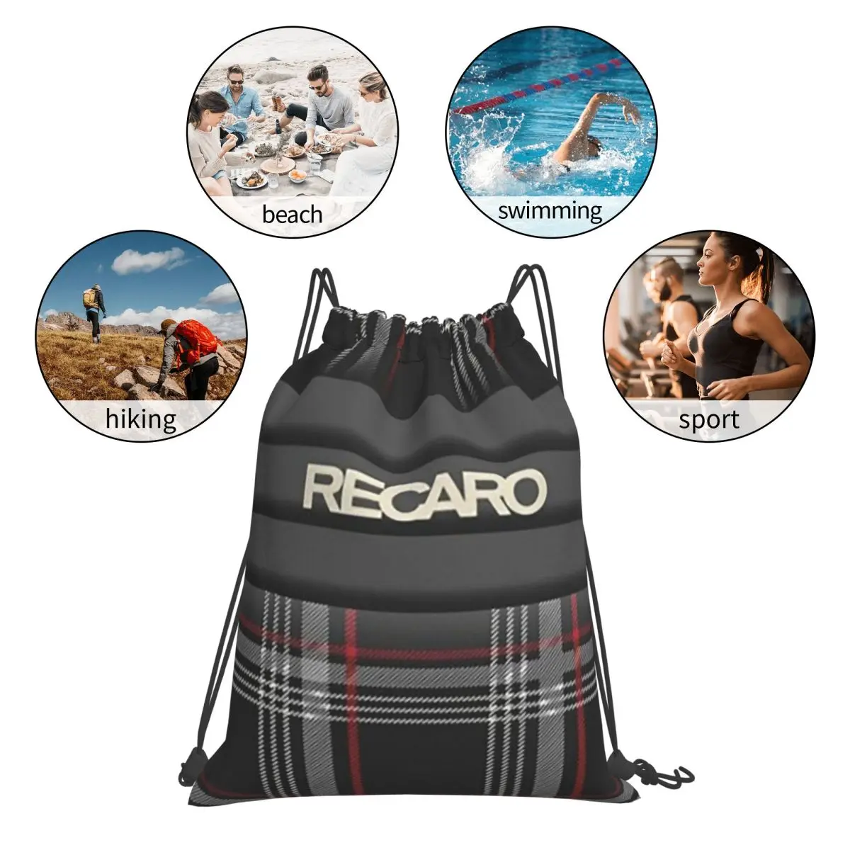 Tartan Plaid Recaros Backpacks Portable Drawstring Bags Storage Bag Book Bags for Man Woman Students view 5