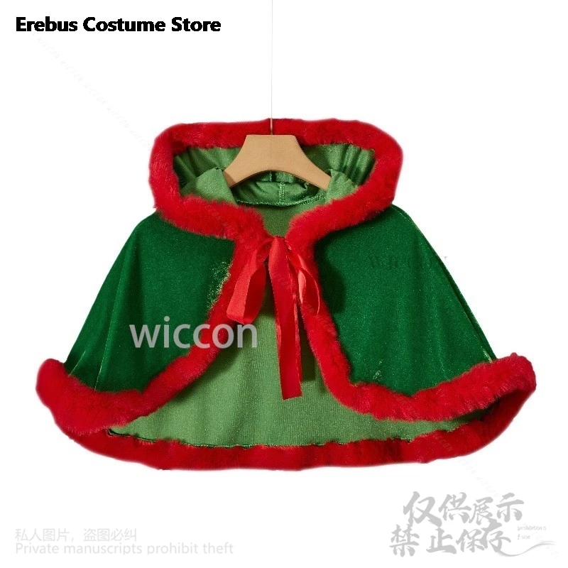 2024 Christmas Cosplay Anime Cape With Hood For Women Girls Color Fuzzy Trim Cloak Mrs Santa Claus Costume Lolita Customized