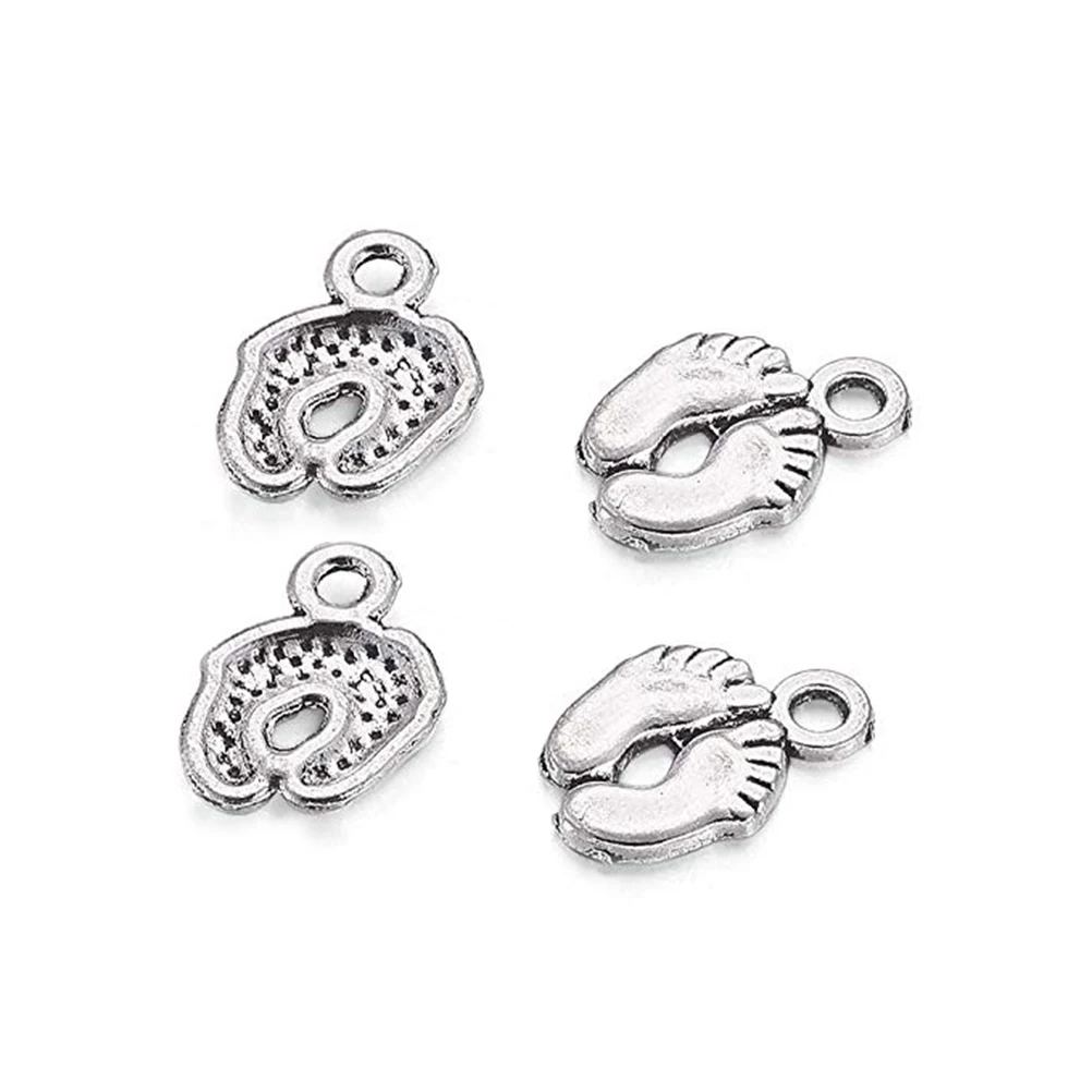 

50 Pcs Mini Foot Pendant Alloy Charm Pendants Feet Necklace Jewelry Findings Silver Tone DIY Accessories Lovely Charms