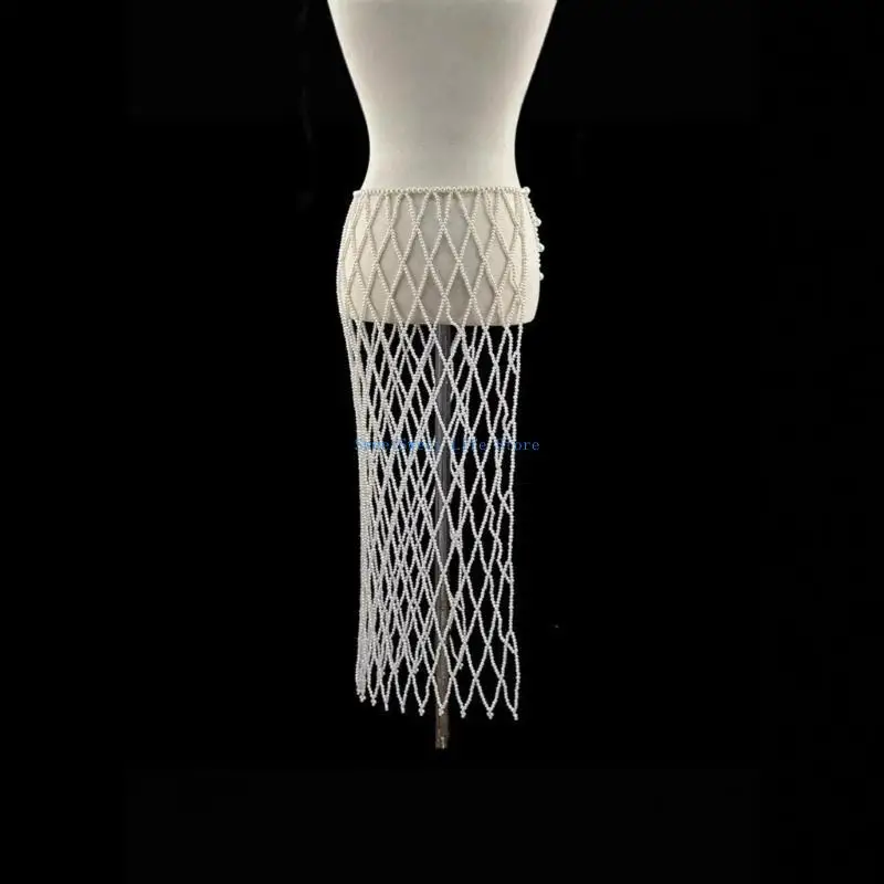 D5QB Gonna decorata con sofisticate perle finte con materiali robusti per eventi serali e riunioni lavoro