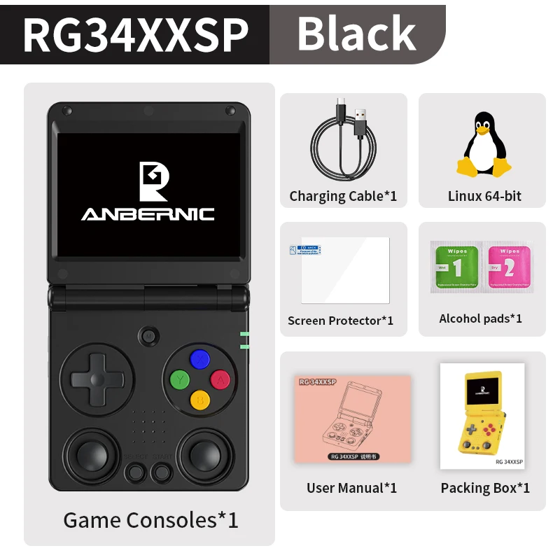 【ほぼ未使用】Anbernic RG34XXSP 64GB Anbernic RG34XXSP (64gb) - Black - us.MaxGaming.com