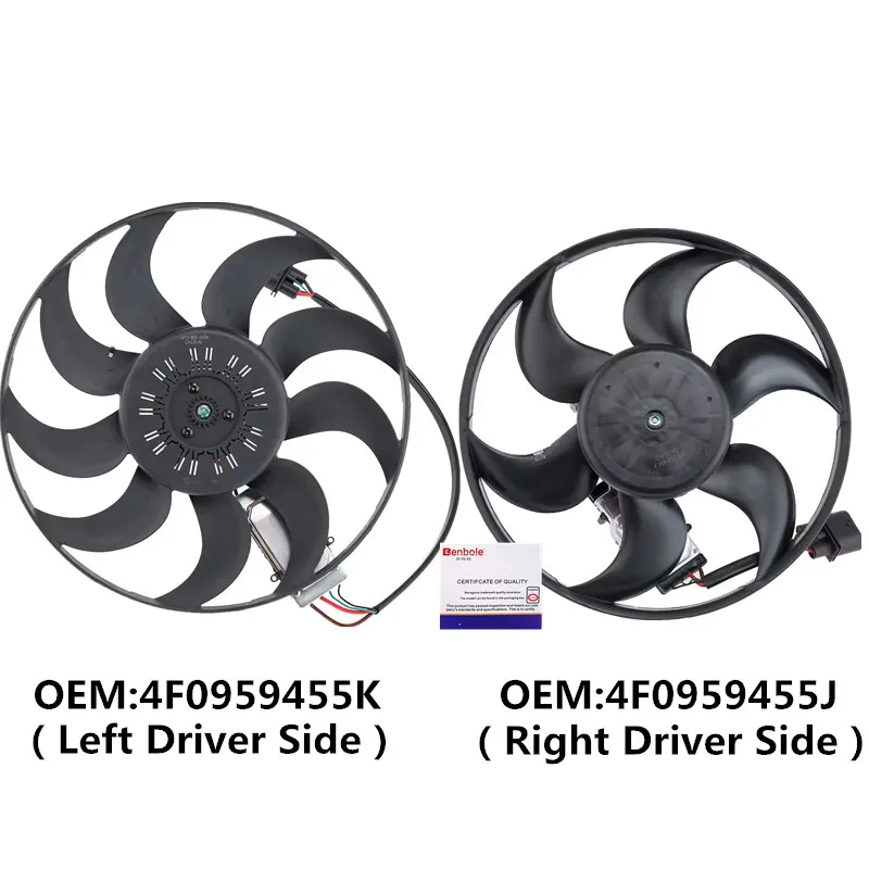 Engine Radiator Cooling Fan Motor OE 4F0959455K Left 4F0959455J Right For AudiI A6 C6 S6 2.7TDI 3.0TDI Diesel Oil 4.2FSI 05-2011