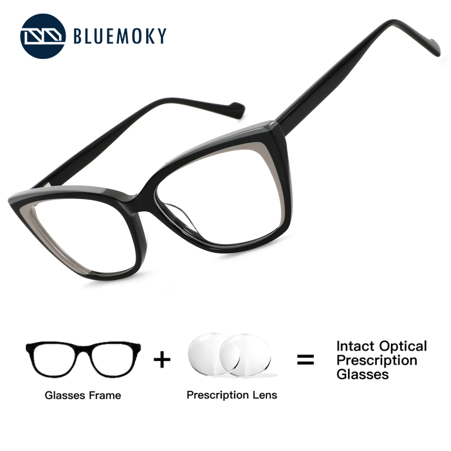 

BLUEMOKY Female's Acetate Butterfly Optical Lenses with Prescription Anti Blue Light Photochromic Woman's Eyeglasses