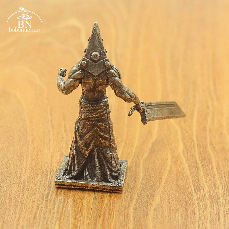 Vintage White Brass Pyramid Head Warriors Miniatures Figurines Handmade War Chess Models Car Decorations Ornaments Gifts for Men