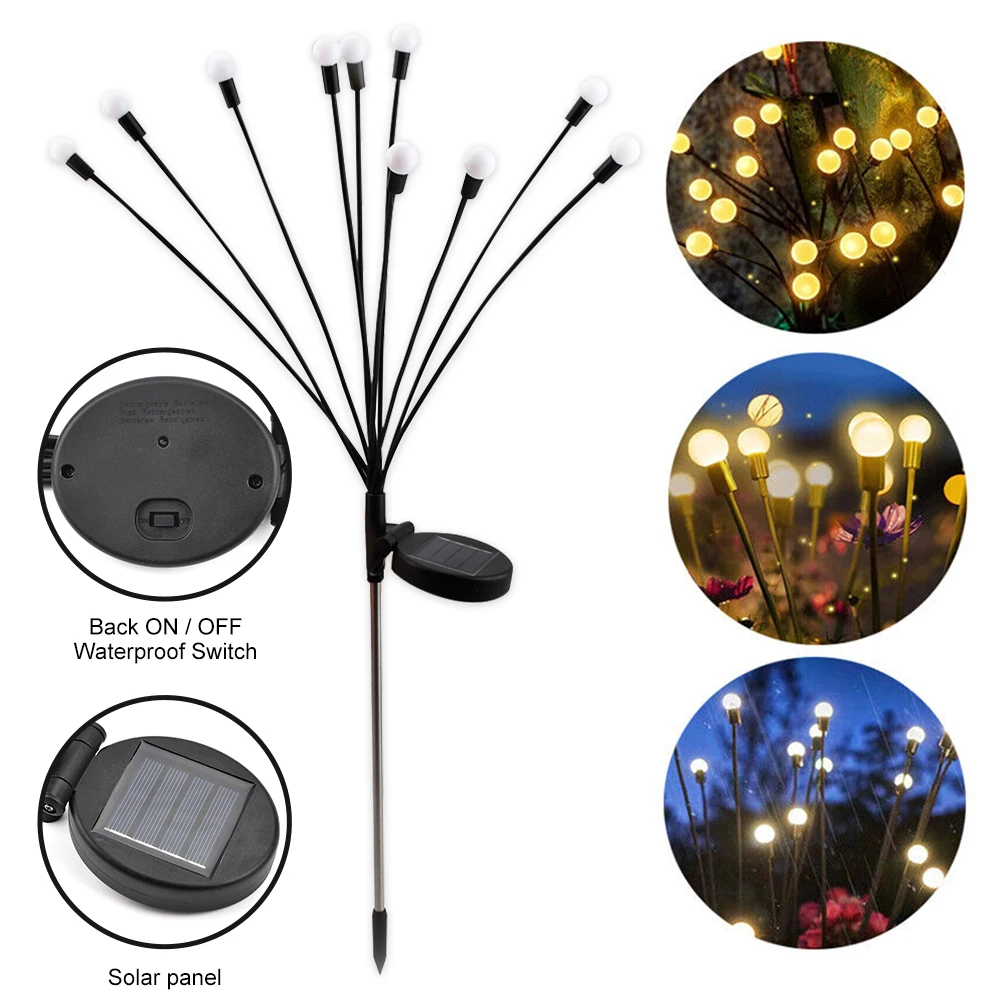 8/10LED Solar Light Outdoor Garden Decoration Landscape Lights Firework Firefly Lawn Lamps Country House Balcony Decor Lamp