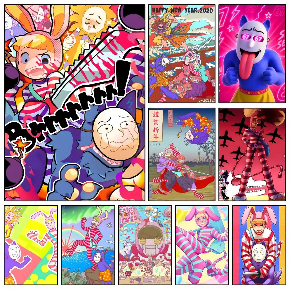 Anime Popee The Performer Cartoon-Poster, wasserfest, HD, modern, zum Abziehen und Aufkleben, Wanddekoration, Schlafzimmer, Wohnzimmer, Wohnheim, Büro