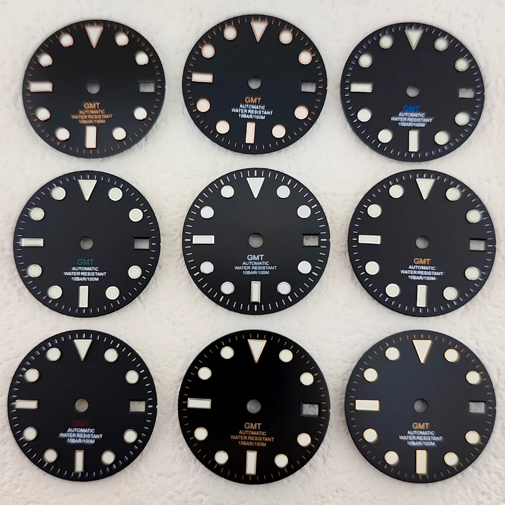 

Мужские часы GMT, циферблат NH34, стрелки NH34, четыре стрелки, зеленый светящийся циферблат для часов GMT NH34, запасная часть механизма