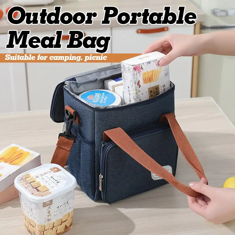 

Portable Large Capacity Picnic Food Cooler Bag Organizer Outdoor Camping Multipurpose Meal Bag Thermal Insulation Case Bags